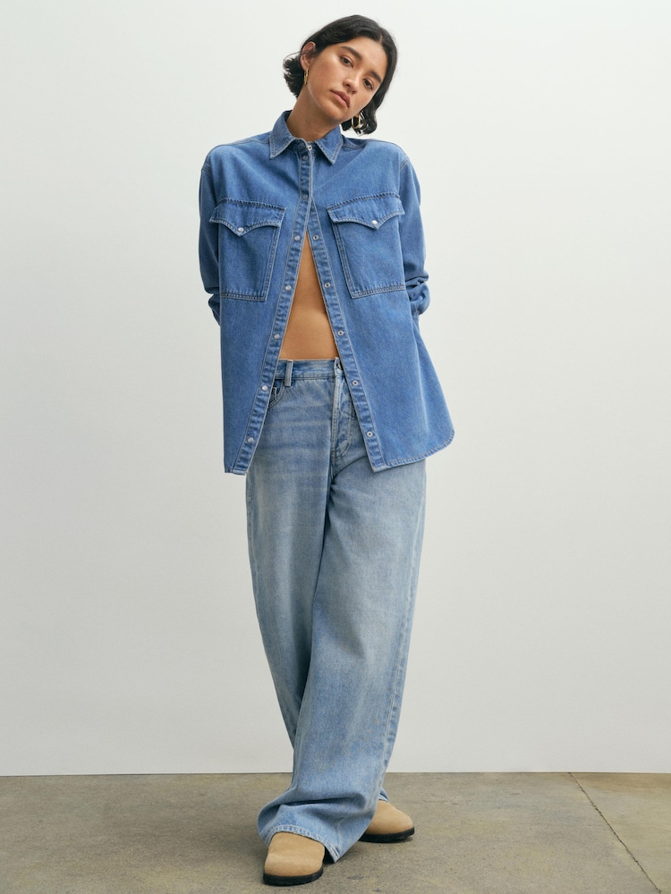 Hush Blue Oversized Davina Denim Shirt - Image 1 of 4