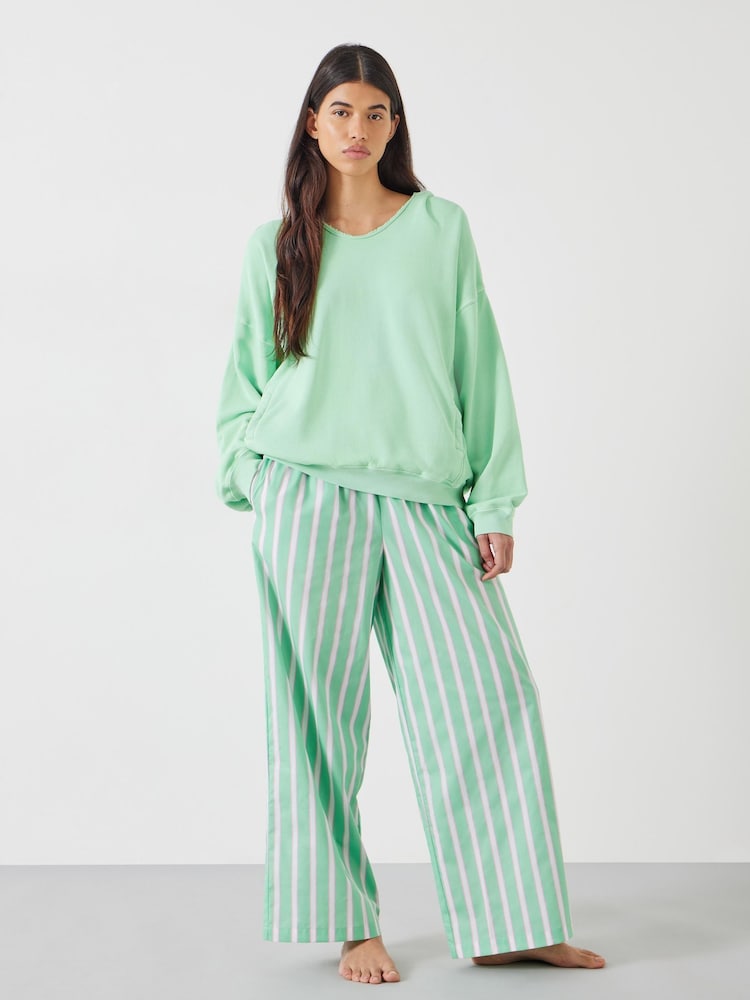 Hush Green Adair Stripe 100% Cotton Pyjama Trousers - Image 1 of 5 Hush Green Adair Stripe 100% Cotton Pyjama Trousers - Image 1 of 5