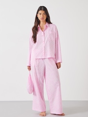 Hush Pink Kirby Cotton Wide Leg Pyjamas Set - Image 1 of 5