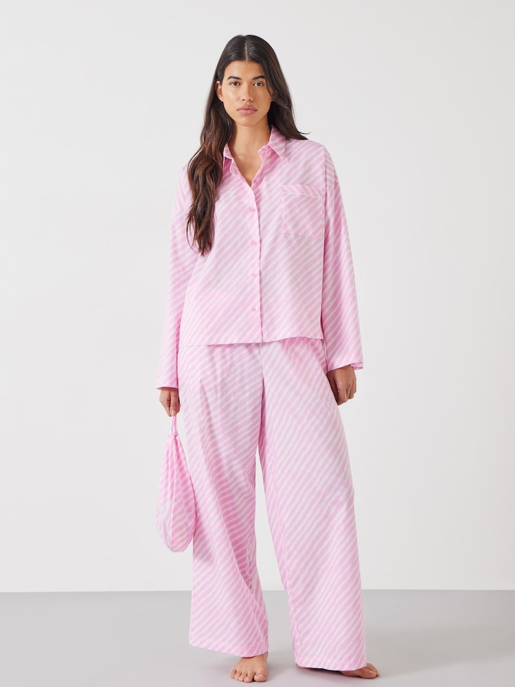 Hush Pink Kirby Cotton Wide Leg Pyjamas Set - Image 1 of 5