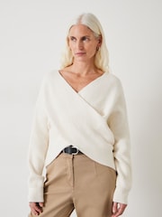 Hush White Bronte Cross Front Knit Jumper - Image 1 of 5