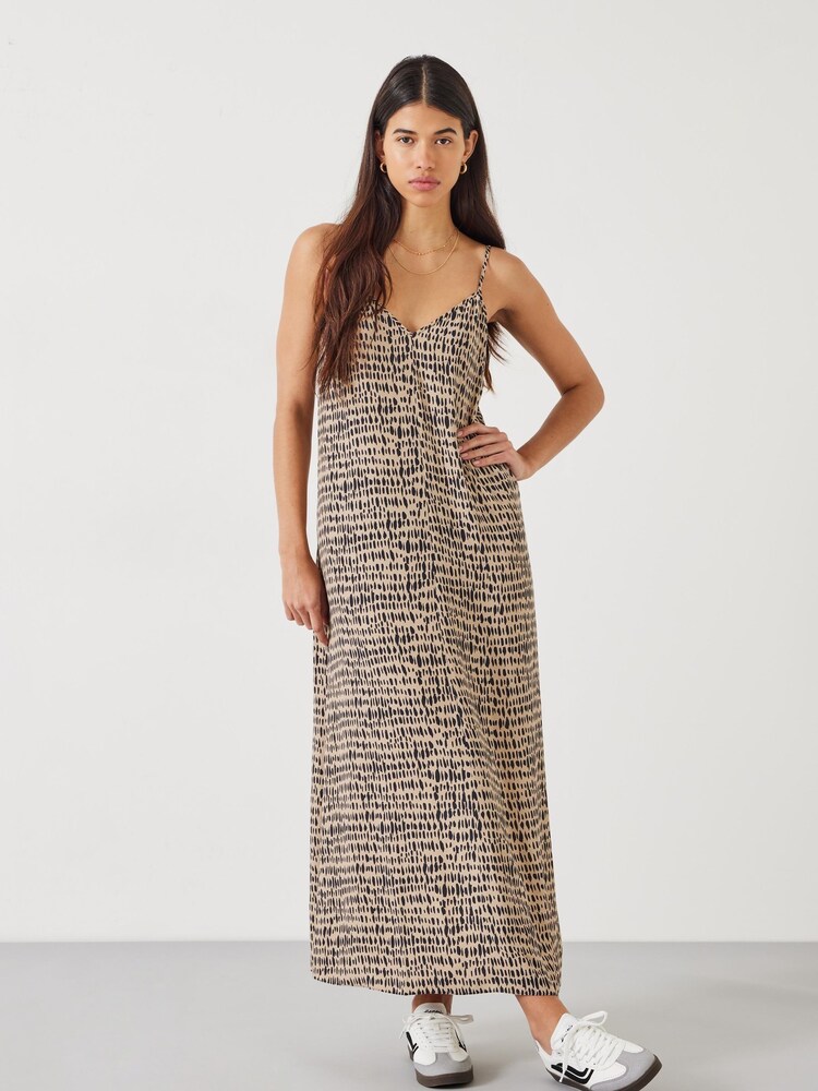Hush Natural/Black Eloise Printed Midi Slip Dress - Image 1 of 5