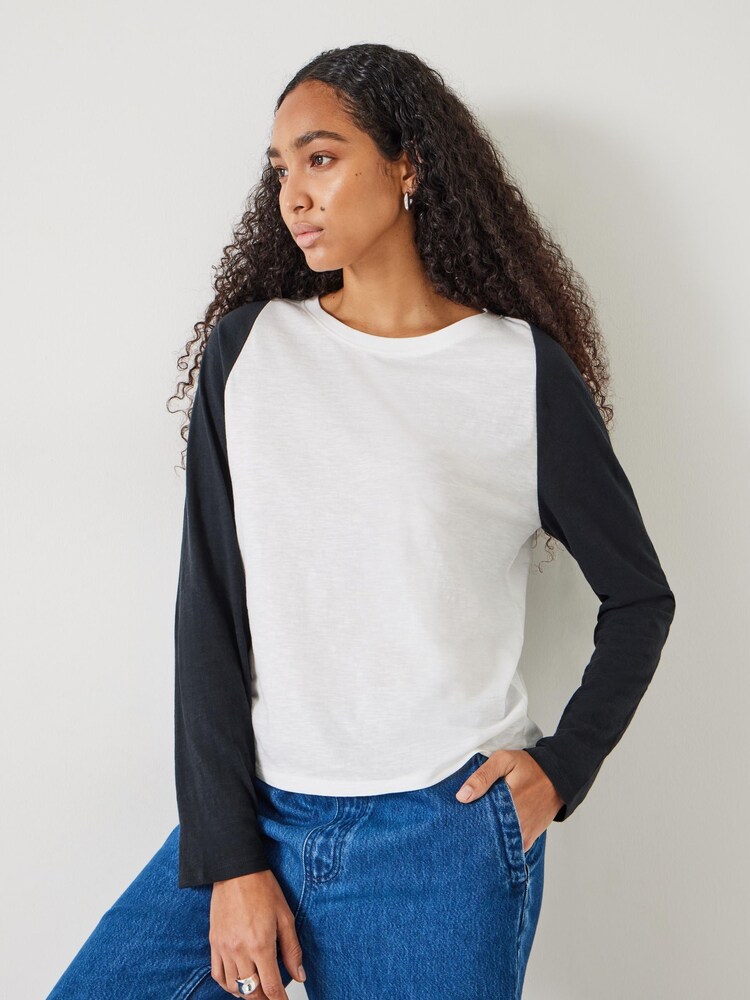Hush White Kori Colour Block Longsleeve Top - Image 1 of 5