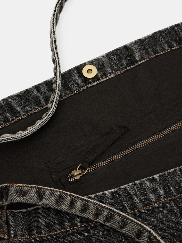 Hush Black Britney Denim 100% Cotton Tote Bag - Image 4 of 4