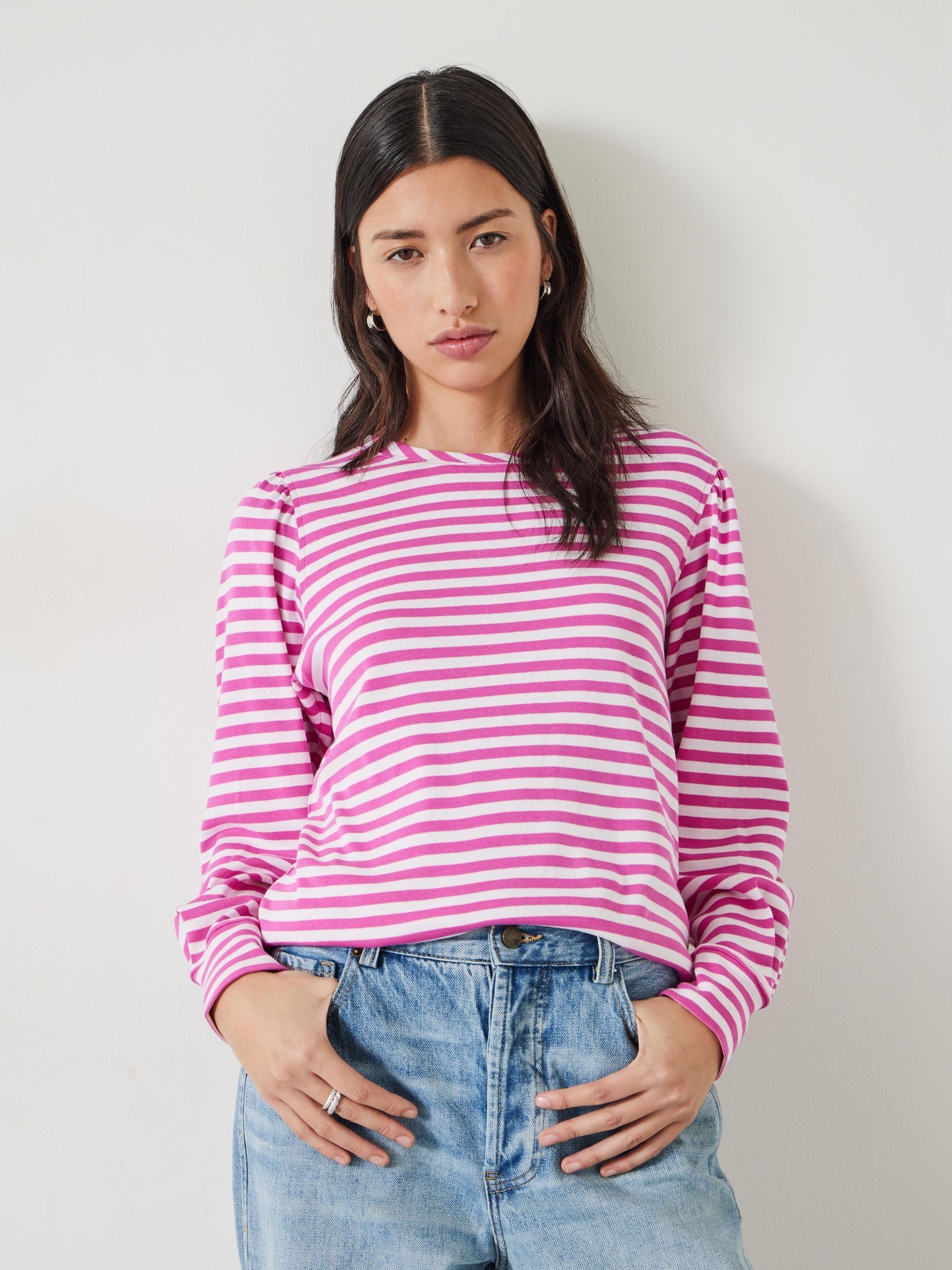 Buy Hush Pink Stripe Emily Puff Sleeve Sweatshirt from Next Buy Hush Pink Stripe Emily Puff Sleeve Sweatshirt from Next