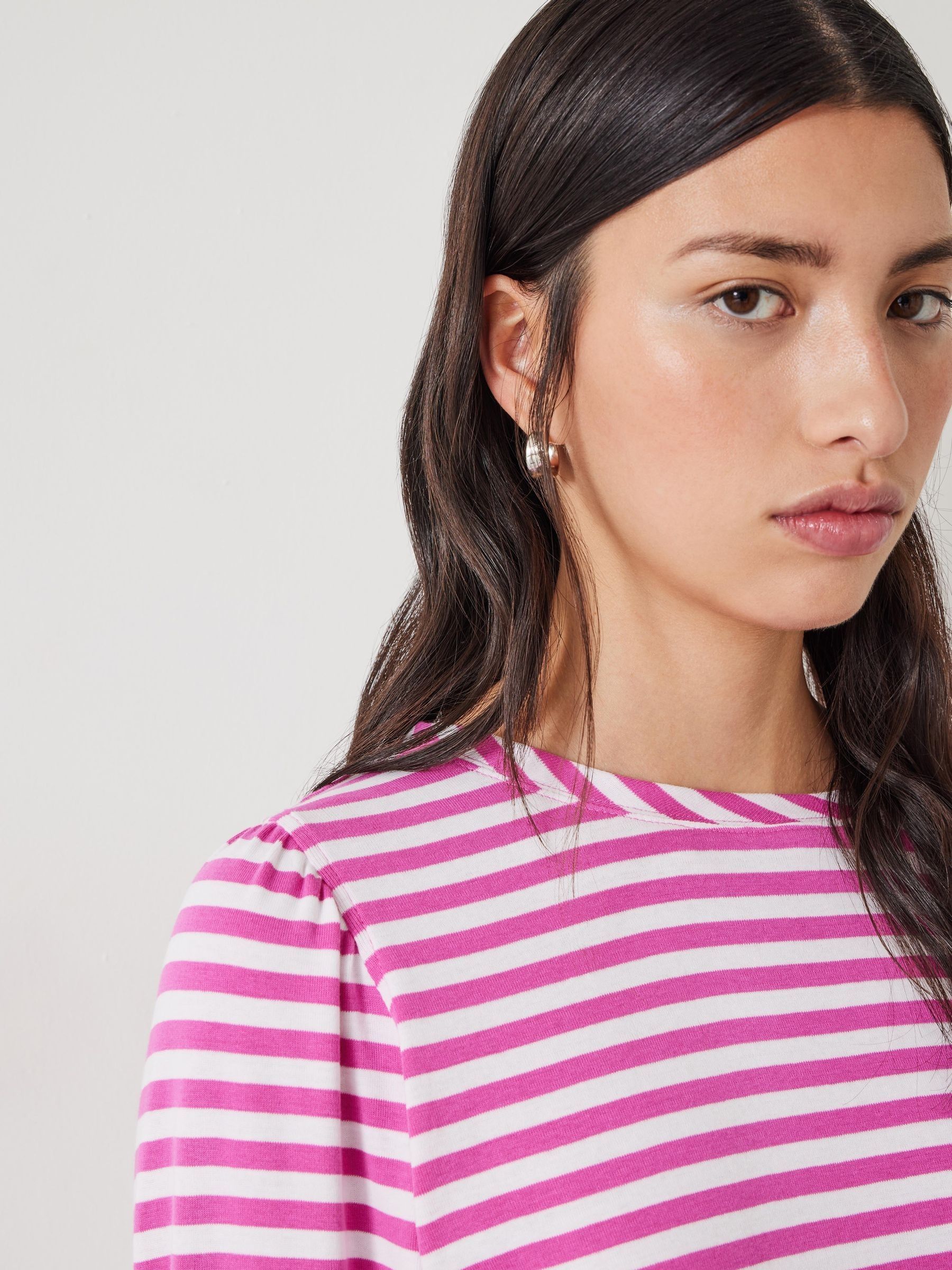 Buy Hush Pink Stripe Emily Puff Sleeve Sweatshirt from Next Buy Hush Pink Stripe Emily Puff Sleeve Sweatshirt from Next