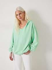 Hush Green Oversized Jude Open Neck Hoodie - Image 1 of 5