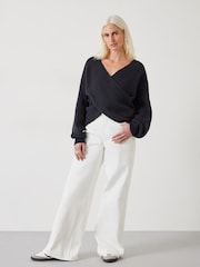 Hush Black Bronte Cross Front Knit Jumper - Image 3 of 5