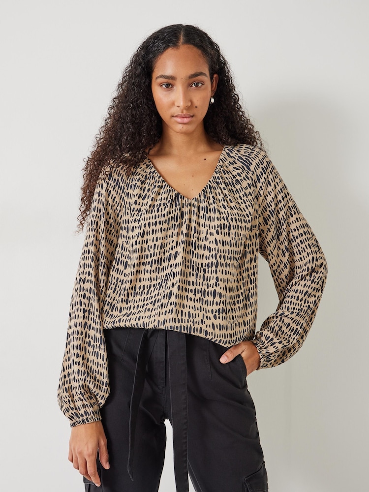 Hush Elise Bedruckte Bluse mit V-Ausschnitt - Bild 1 von 5