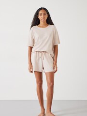 Hush Cream 100% Cotton Darian Jersey Short Pyjamas Set - Image 1 of 5