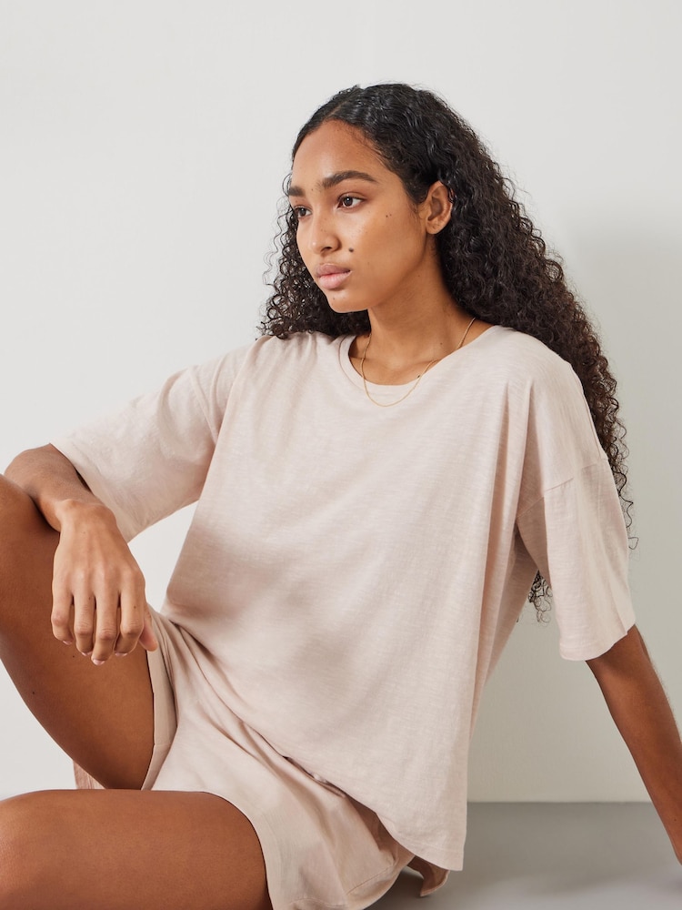 Hush Cream 100% Cotton Darian Jersey Short Pyjamas Set - Image 2 of 5