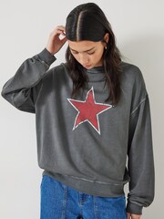 Hush Grey 100% Cotton Seona Star Sweatshirt - Image 1 of 5