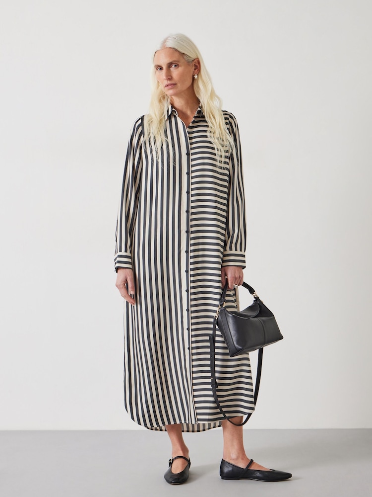 Hush Black Aida Stripe Midi Dress - Image 1 of 6