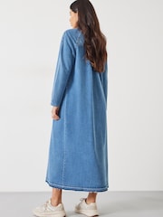 Hush Blue Marina V-Neck Denim Maxi Dress - Image 4 of 6