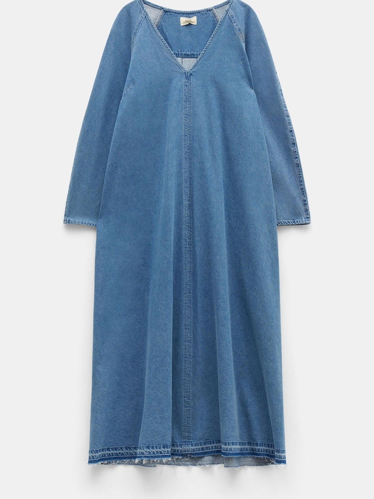 Hush Blue Marina V-Neck Denim Maxi Dress - Image 6 of 6