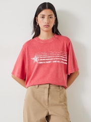 Hush Red Cole Star Boxy 100% Cotton T-Shirt - Image 1 of 5