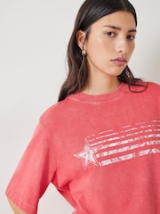 Hush Red Cole Star Boxy 100% Cotton T-Shirt - Image 4 of 5