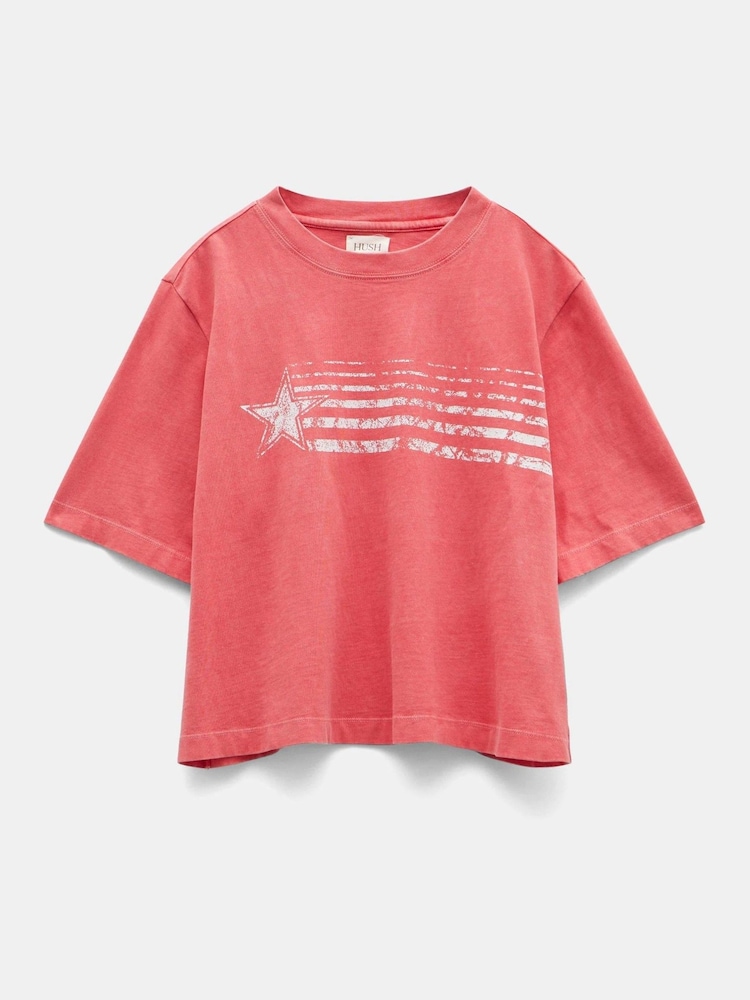 Hush Red Cole Star Boxy 100% Cotton T-Shirt - Image 5 of 5