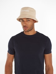 Tommy Hilfiger Cream Monotype Soft 100% Cotton Bucket Hat - Image 2 of 3