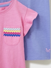 Crew Clothing Pink 100% Cotton Ric-Rac Trim T-Shirts 2 Pack - Image 4 of 5