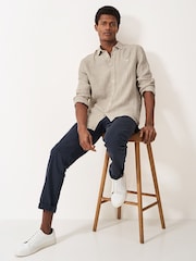 Crew Clothing Natural Plain 100% Linen Classic Long Sleeve Shirt - Image 1 of 4