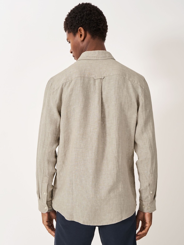 Бежевый - Crew Clothing Plain 100% Linen Classic Long Sleeve Shirt - Изображение 2 из 4 Бежевый - Crew Clothing Plain 100% Linen Classic Long Sleeve Shirt - Изображение 2 из 4