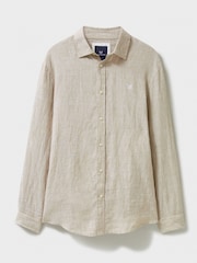 Crew Clothing Natural Plain 100% Linen Classic Long Sleeve Shirt - Image 4 of 4