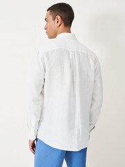 Белый - Crew Clothing Plain 100% Linen Classic Long Sleeve Shirt - Изображение 2 из 5