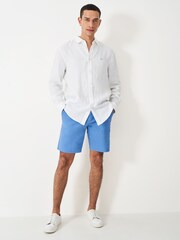 Белый - Crew Clothing Plain 100% Linen Classic Long Sleeve Shirt - Изображение 3 из 5