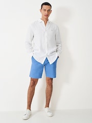 Белый - Crew Clothing Plain 100% Linen Classic Long Sleeve Shirt - Изображение 5 из 5