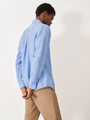 Crew Clothing Blue Light Plain 100% Linen Classic Long Sleeve Shirt - Image 2 of 5
