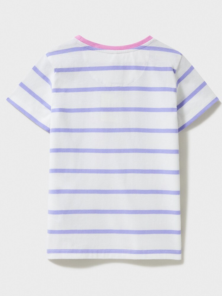 Crew Clothing Seahorse Sequin and Stripe 100% Cotton T-Shirt - Image 2 of 3