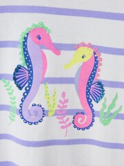 Crew Clothing Seahorse Sequin and Stripe 100% Cotton T-Shirt - Image 3 of 3