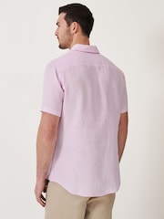 Crew Clothing Pink Short Sleeve 100% Linen Classic Shirt - Image 2 of 5