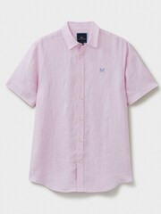 Crew Clothing Pink Short Sleeve 100% Linen Classic Shirt - Image 5 of 5
