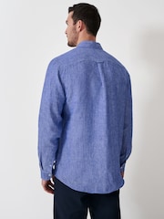 Crew Clothing Blue Plain 100% Linen Classic Long Sleeve Shirt - Image 2 of 5