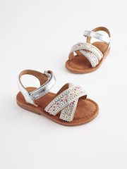 Silver Beaded Occasion Sandals - Image 1 of 6