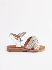 Silver Beaded Occasion Sandals - Image 2 of 6
