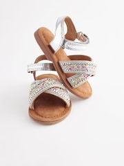 Silver Beaded Occasion Sandals - Image 5 of 6