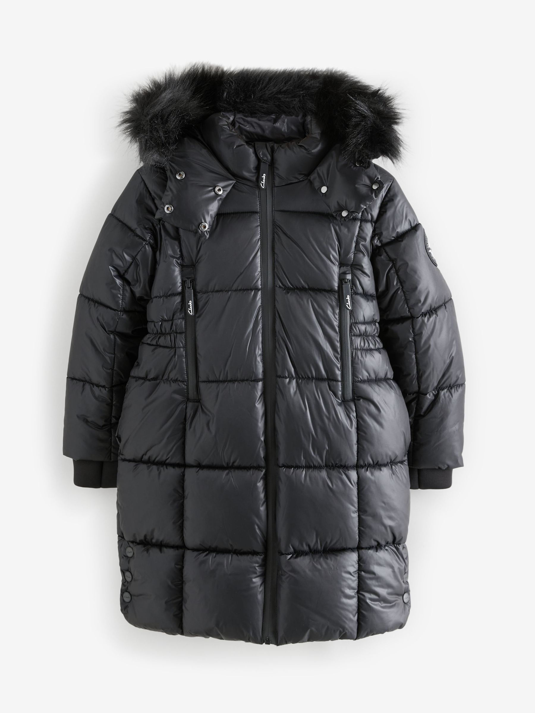 Buy Clarks Black Girls Longline Padded Coat from Next Luxembourg
