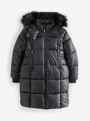 Clarks Black Girls Longline Padded Coat - Image 12 of 17