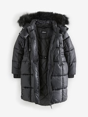 Clarks Black Girls Longline Padded Coat - Image 13 of 17