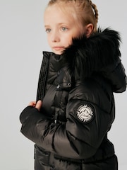 Clarks Black Girls Longline Padded Coat - Image 4 of 17