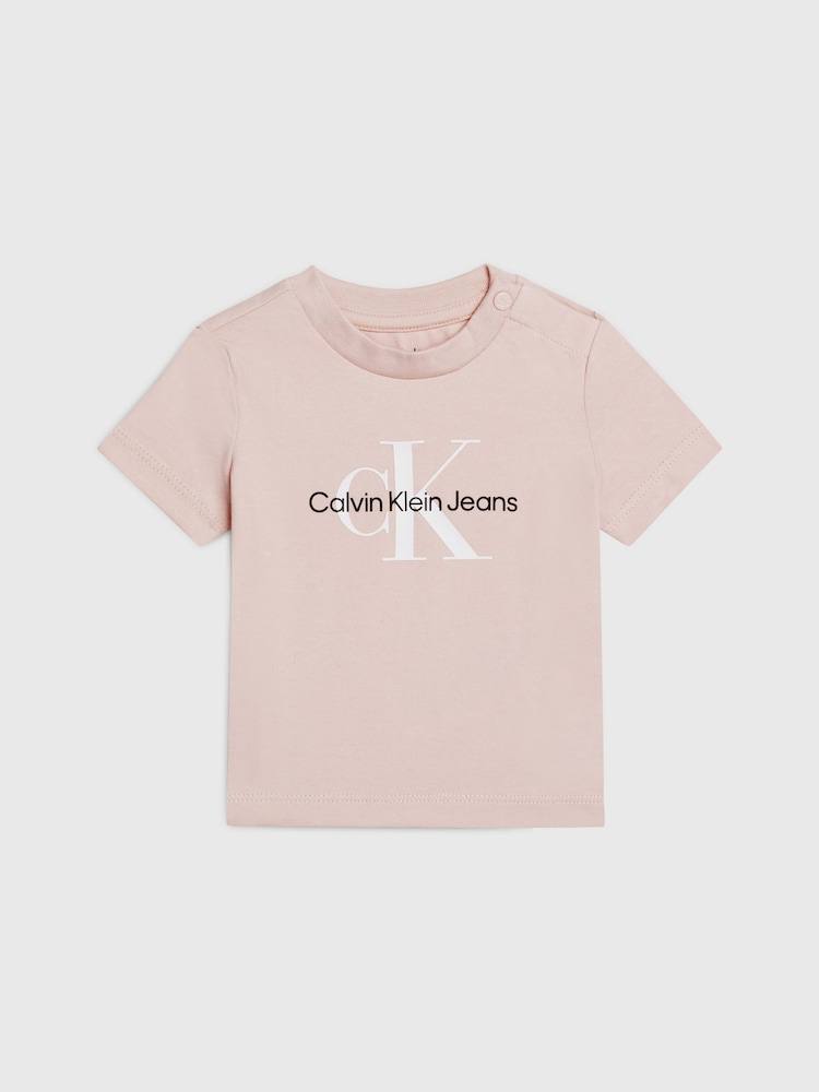 Calvin Klein Pink Monogram T-Shirt - Image 1 of 2 Calvin Klein Pink Monogram T-Shirt - Image 1 of 2