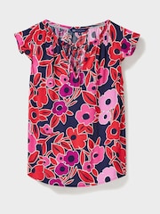 Crew Clothing Ondine ärmelloses Oberteil mit gerüschten Ärmelausschnitten und Floralmuster - Bild 4 von 4