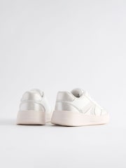 White Silver Chunky Elastic Lace-Up Trainers - Image 3 of 5