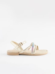 Gold Rainbow Strappy Occasion Sandals - Image 2 of 5