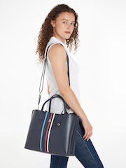 Tommy Hilfiger Blue Iconic Stripe Satchel Handbag - Image 2 of 4