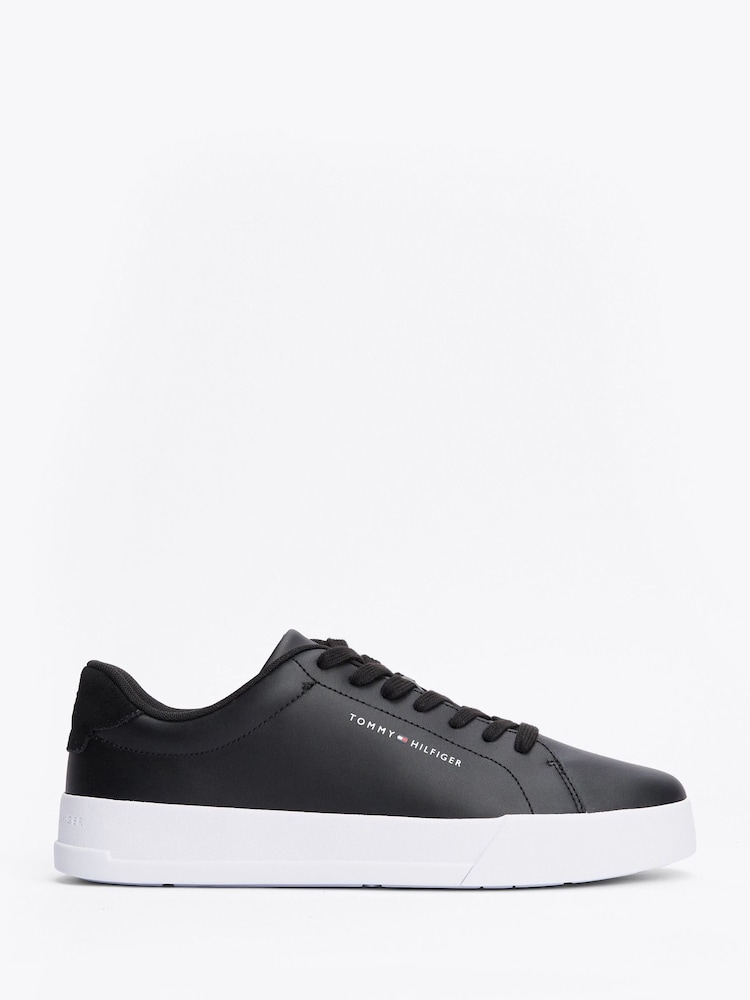 Tommy Hilfiger Black Court Leather Sneakers - Image 1 of 1
