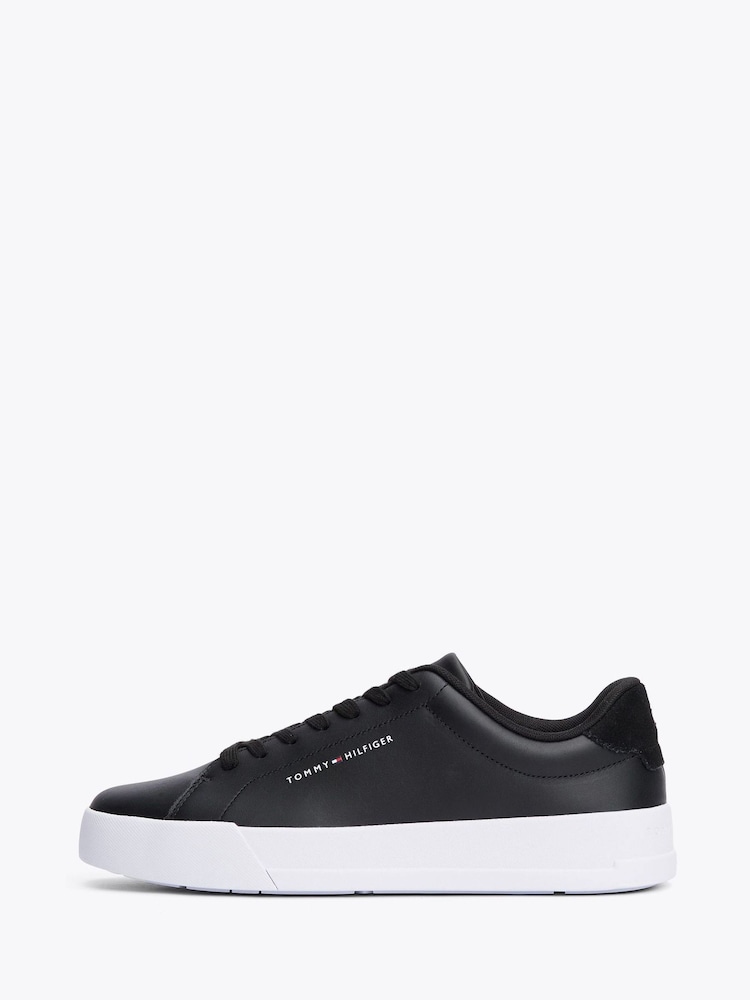 Tommy Hilfiger Black Court Leather Sneakers - Image 2 of 7 Tommy Hilfiger Black Court Leather Sneakers - Image 2 of 7